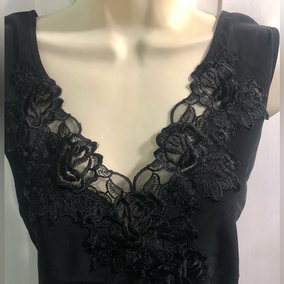 NWT Vintage Deadstock‎ Black Camisole Tank Top Black Polyester Lace Women’s XL - Picture 3 of 6